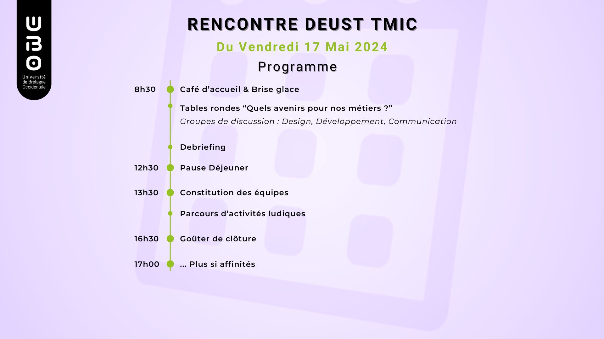 Programme de l'évènement rencontre DEUST